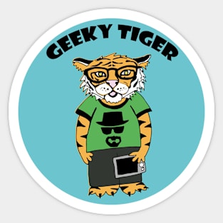 Geeky Tiger In a Bubble Sticker